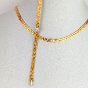 Very Gold & Diamond Solitaire-Like High End Appeal Necklace & Matching Bracelet